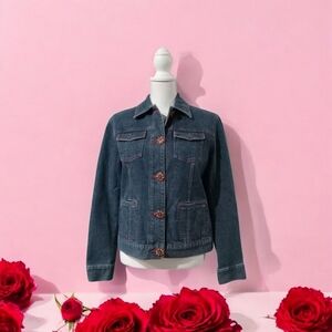 JONES NEW YORK SPORT PREMIUM DENIM STRETCH BLUE JEAN‎ JACKET SIZE SMALL NWT